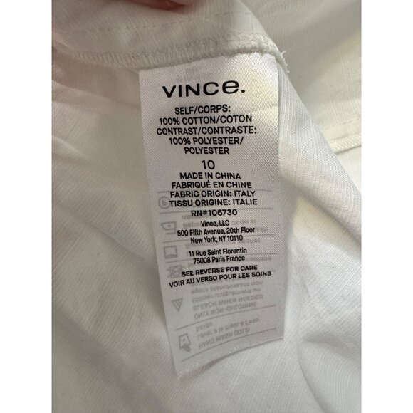 Vince Draped Puff Sleeve Blouse Size 10 Cut Out Back Button Up NWT Cotton Short - Picture 7 of 14